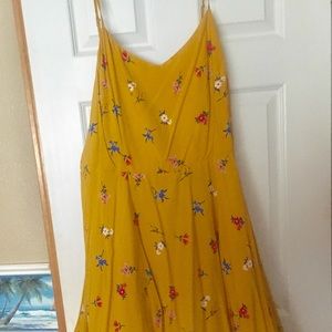 Plus Size (0X) Strappy Mustard Yellow Dress